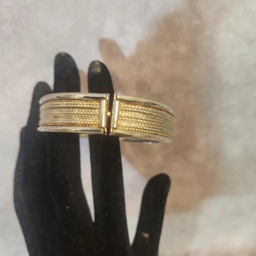 Elegant‎ Silver Toned Bangle Hinge Clasp Bracelet